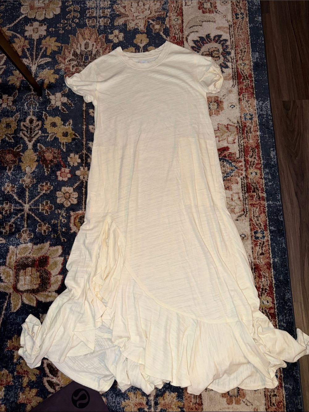 FP Beach Cream Ruffle-Hem Short Sleeve Women's Maxi Dress